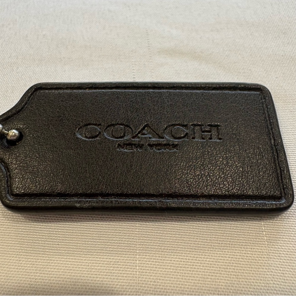 Coach Black Embossed Leather Tag Key Fob